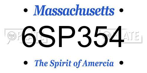 6SP354 Massachusetts License Plate