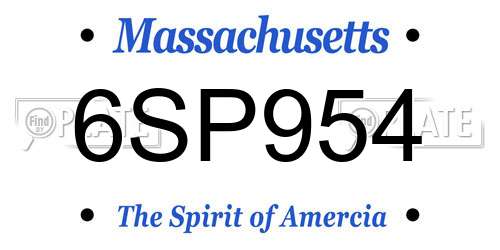 6SP954 Massachusetts License Plate