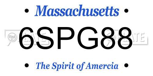 6SPG88 Massachusetts License Plate