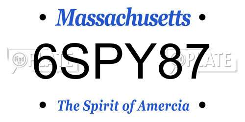 6SPY87 Massachusetts License Plate