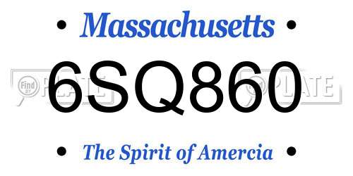 6SQ860 Massachusetts License Plate