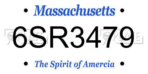 6SR3479 Massachusetts License Plate