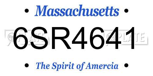 6SR4641 Massachusetts License Plate