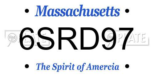 6SRD97 Massachusetts License Plate