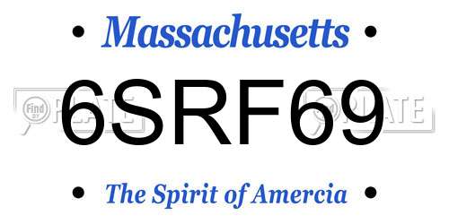 6SRF69 Massachusetts License Plate