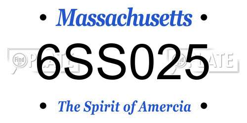 6SS025 Massachusetts License Plate