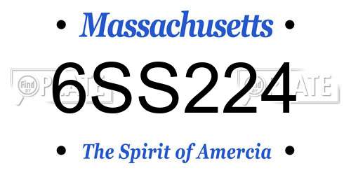 6SS224 Massachusetts License Plate