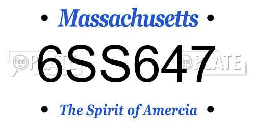 6SS647 Massachusetts License Plate