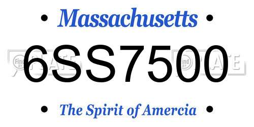 6SS7500 Massachusetts License Plate