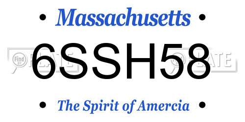 6SSH58 Massachusetts License Plate