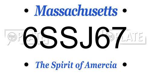 6SSJ67 Massachusetts License Plate