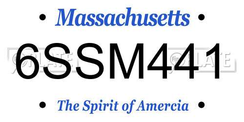 6SSM441 Massachusetts License Plate