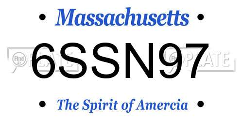 6SSN97 Massachusetts License Plate