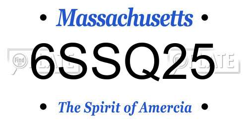 6SSQ25 Massachusetts License Plate