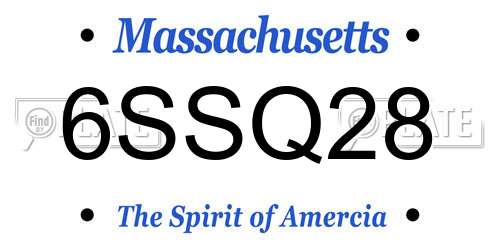 6SSQ28 Massachusetts License Plate