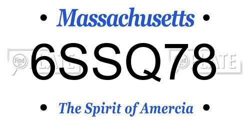 6SSQ78 Massachusetts License Plate