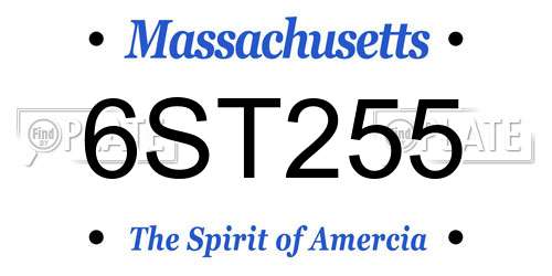 6ST255 Massachusetts License Plate
