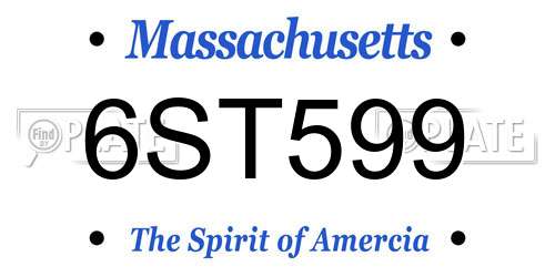 6ST599 Massachusetts License Plate