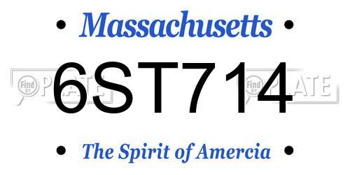 6ST714 Massachusetts License Plate