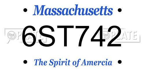 6ST742 Massachusetts License Plate