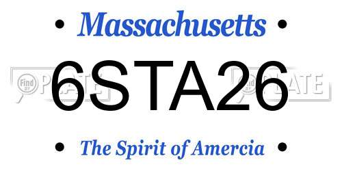 6STA26 Massachusetts License Plate