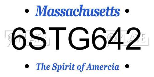 6STG642 Massachusetts License Plate