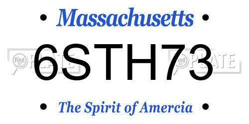 6STH73 Massachusetts License Plate