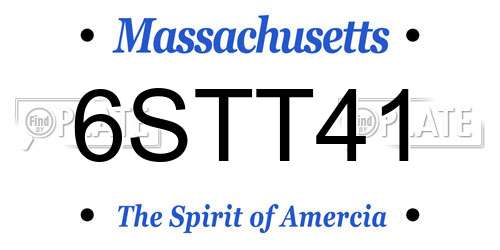 6STT41 Massachusetts License Plate