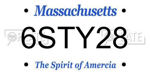 6STY28 Massachusetts License Plate