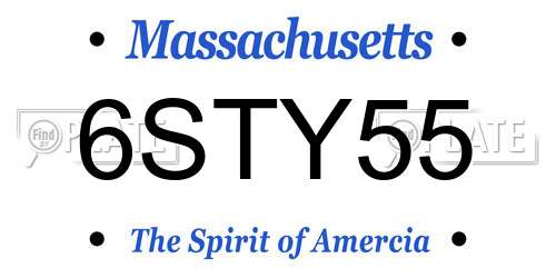 6STY55 Massachusetts License Plate