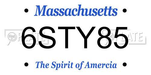 6STY85 Massachusetts License Plate