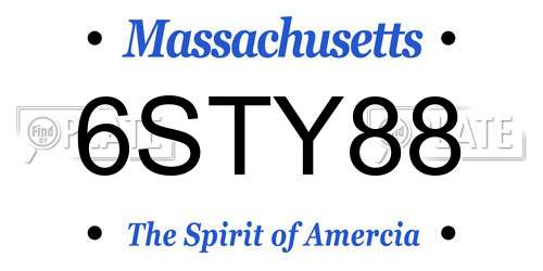 6STY88 Massachusetts License Plate