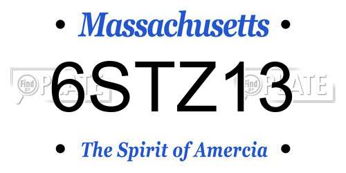 6STZ13 Massachusetts License Plate