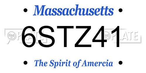6STZ41 Massachusetts License Plate