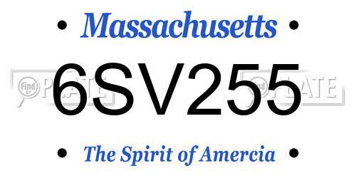 6SV255 Massachusetts License Plate