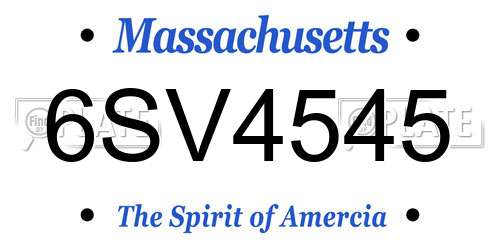 6SV4545 Massachusetts License Plate