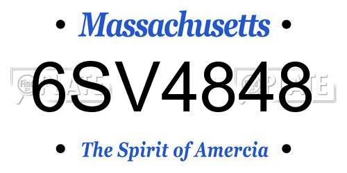 6SV4848 Massachusetts License Plate