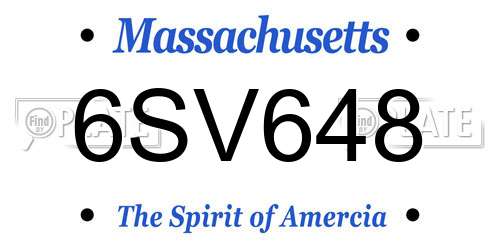 6SV648 Massachusetts License Plate