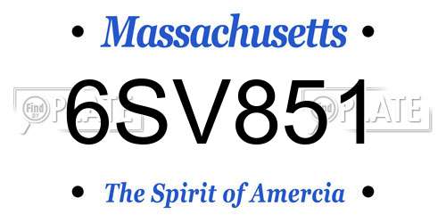 6SV851 Massachusetts License Plate