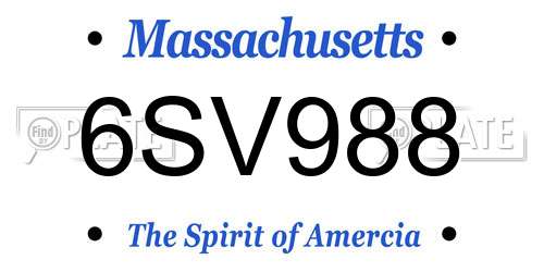 6SV988 Massachusetts License Plate