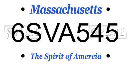6SVA545 Massachusetts License Plate