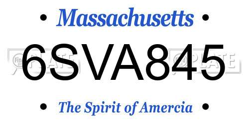 6SVA845 Massachusetts License Plate