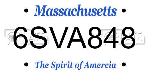 6SVA848 Massachusetts License Plate