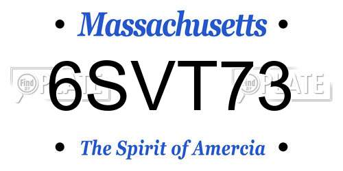 6SVT73 Massachusetts License Plate