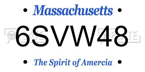6SVW48 Massachusetts License Plate