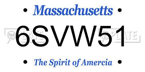 6SVW51 Massachusetts License Plate