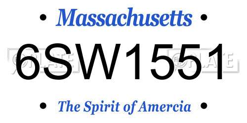 6SW1551 Massachusetts License Plate