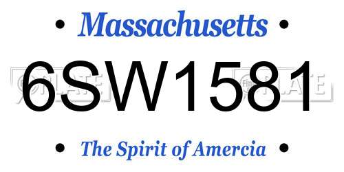 6SW1581 Massachusetts License Plate
