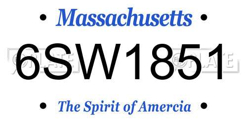 6SW1851 Massachusetts License Plate