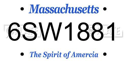 6SW1881 Massachusetts License Plate